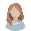 Illustratie van een vrouw met lang bruin haar en een glimlachend gezicht.