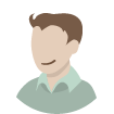 Een gestileerd portret van een man met bruin haar en een groen overhemd, zonder details.